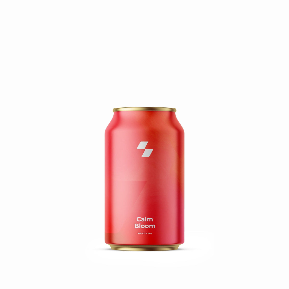 Red can with 'Calm Bloom' branding on a white background (12 oz / 330 ml)