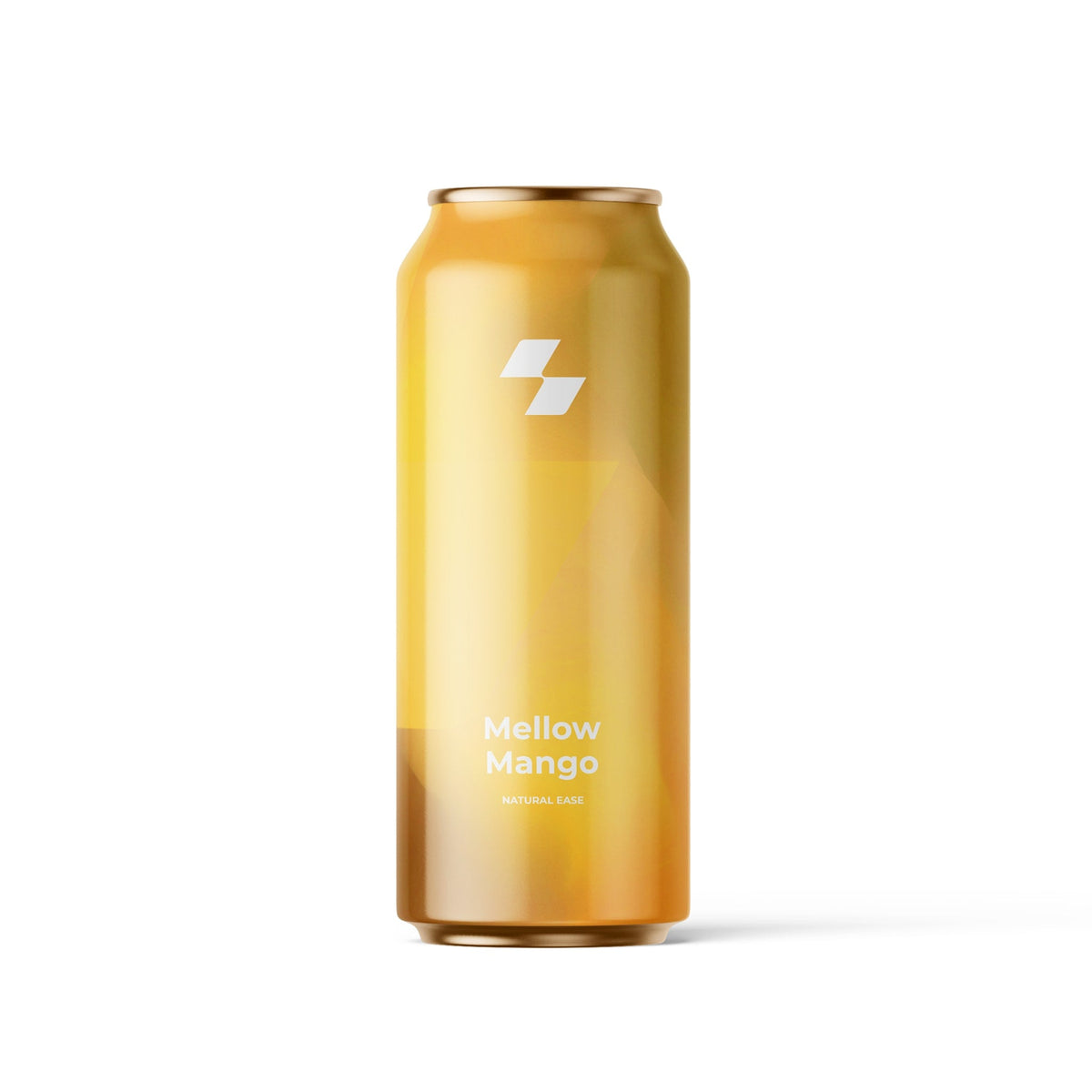Gold can with 'Mellow Mango' text on a white background (16 oz / 500 ml)