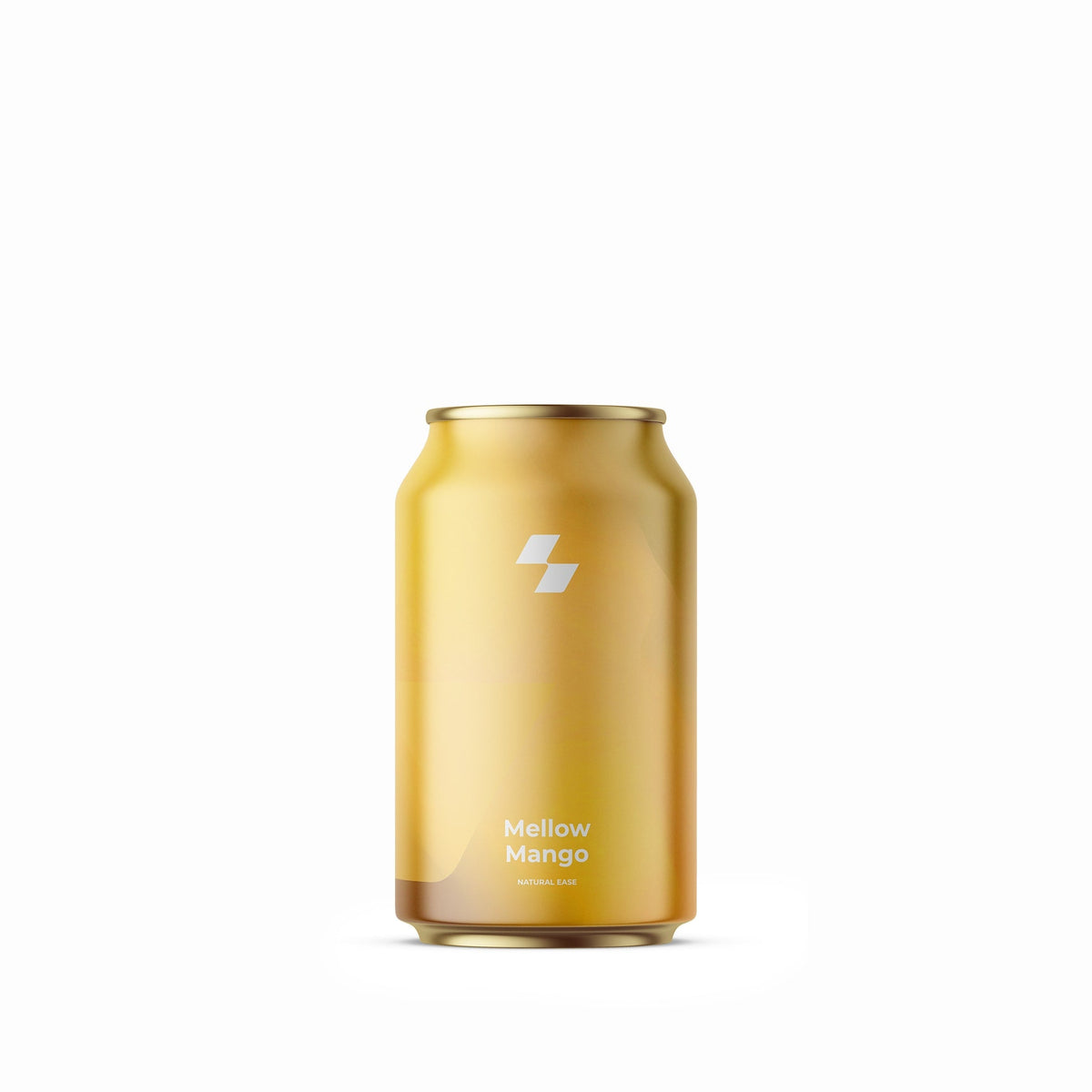 Gold can with 'Mellow Mango' text and logo on a white background (12 oz / 330 ml)