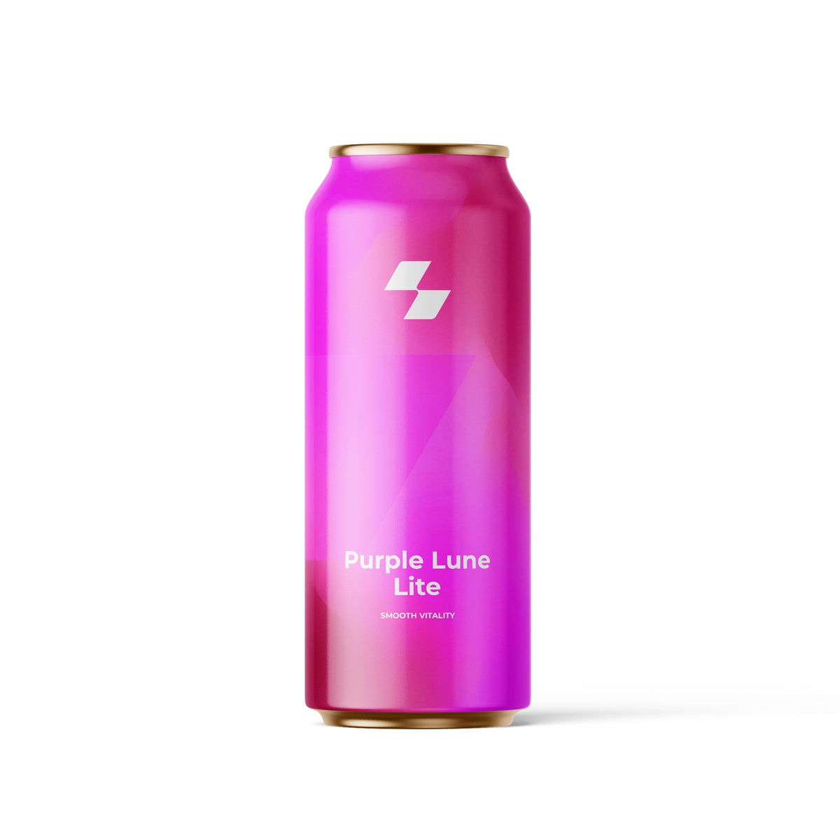 Pink can of 'Purple Lune Lite' on a white background (16 oz / 500 ml)