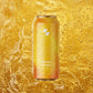 Can of 'Vitality Ginger' on a background with bubbles